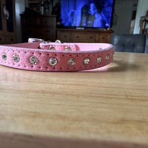 Beautiful Pink Suede Rhinestone Collar